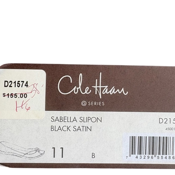 Cole Haan G Series Sabella Black Satin Peep Toe Espadrille Flats Size 11 w/ Box - Picture 2 of 15